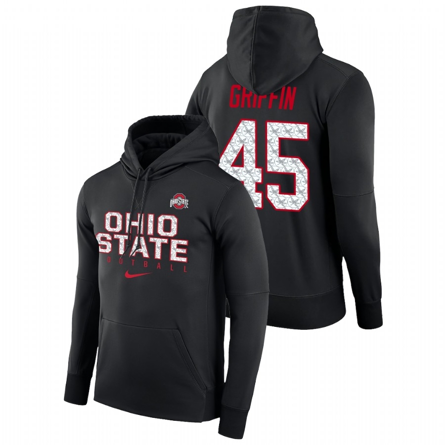 Ohio State Buckeyes Men's NCAA Archie Griffin #45 Black Practice Performance Pullover College Football Hoodie USV8649EE